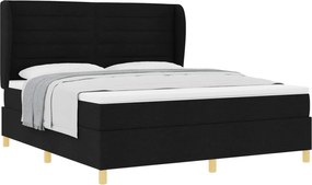 vidaXL Pat cu arcuri cu saltea Negru 200 x 180 cm țesătură