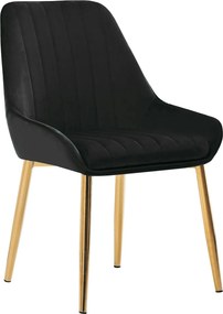 Scaun PERLIA, negru/auriu, stofa catifelata/metal, 56x62x89 cm