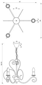 Lustră pe lanț MAURO 3xE14/60W/230V