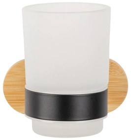 Suport pentru periuța de dinți negru/în culoare naturală autoadeziv din sticlă Orea Bamboo – Wenko