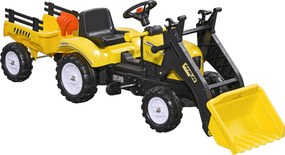 HOMCOM Tractor Copii pentru Copii de 3 Ani cu Pedale și Excavator, 167x41x52 cm, Galben | Aosom Romania