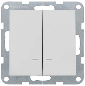 Intrerupator dublu cu led 10A, IP20, Seashell, Panasonic Karre Plus 55 Soft Touch