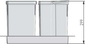 Cos gunoi incorporabil in sertar, GTV Axispace, colectare selectiva, pentru corp de 600 mm, gri antracit, 2 x 7 l + 1 x 15 l Gri antracit, Plastic,
