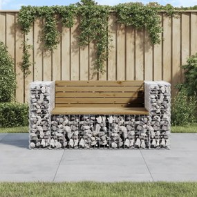 834379 vidaXL Bancă grădină, design gabion, 143x71x65,5cm, lemn pin impregnat