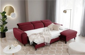 Colțar roșu extensibil/cu spațiu de depozitare cu tapițerie din catifea (cu colț pe partea dreaptă/cu șezlong) Foble – ELTAP