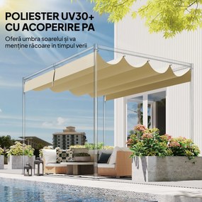 Outsunny Acoperiș pentru Pergolă cu 8 Orificii de Drenaj, Husă de Schimb din Poliester Respirabil, Exclusiv Material, 392x350 cm, UV30+, pentru Pergolă de Grădină 4x3m, Bej | Aosom Romania