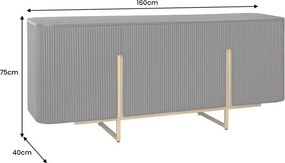 Comoda lemn de mango fronturi canelate GATSBY 160cm negru