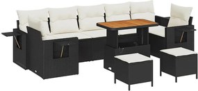 vidaXL Set de canapele pentru grădină 10 pcs Negru poliratan