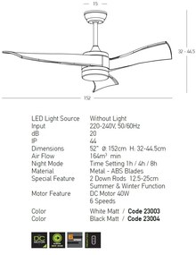 Ventilator de tavan pentru exterior cu telecomanda IP44 Skadi negru
