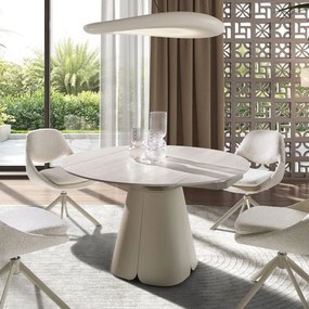 Masa extensibila design LUX Porcelain Marble 80-130x130cm