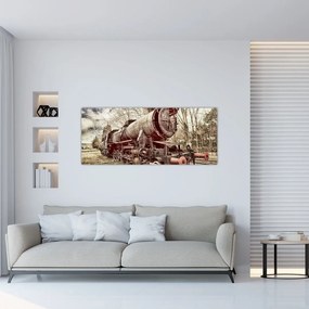 Tablou cu locomotivă istorică (120x50 cm)