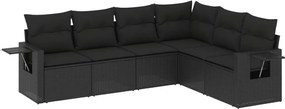 vidaXL Set mobilier de grădină cu perne, 6 piese, negru, poliratan