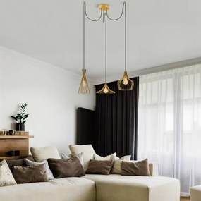 Lustră pe cablu MEZOPOTAMYA 3xE27/40W/230V auriu