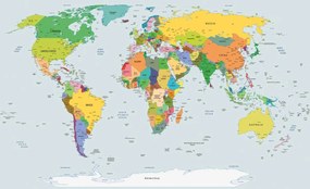 Fototapet - Harta lumii - țările (254x184 cm), în 8 de alte dimensiuni noi