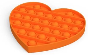 Jucarie antistres din silicon, Pop it now, forma inima Orange, 13 cm