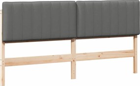 vidaXL Tăblie tapițată Maro și gri deschis 200 cm Lemn de pin masiv