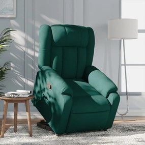 vidaXL Fotoliu rabatabil ridicare pe verticală, verde închis, textil