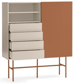 Comodă cărămizie-bej înaltă cu ușă glisantă 120x140 cm Nube – Teulat