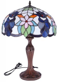 Lampa de masa Tiffany Blueflower h 62 cm, abajur 40 cm