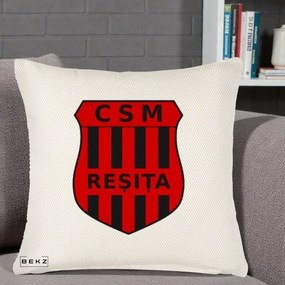 Perna Personalizata CSM Resita Fotbal, 40x40 cm, Crem Reliefat, Husa Detasabila, Perna Inclusa, BEKZ®