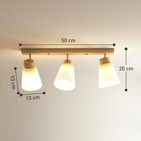 HOMCOM Candelabru de tavan cu 3 puncte de lumină reglabile la 90° și socluri E27, culoare lemn | Aosom Romania