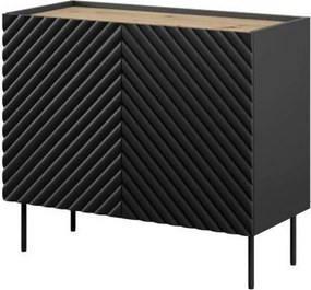 Comoda ONDA, negru/stejar, PAL laminat, 98x45x85 cm