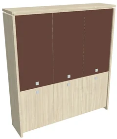 Dulap înalt Verno 188 x 46 x 210 cm, uși combinate, salcâm / maro