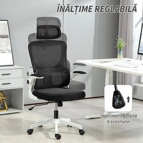 Vinsetto Scaun de Birou Ergonomic cu Tetieră Detașabilă Negru | Aosom Romania