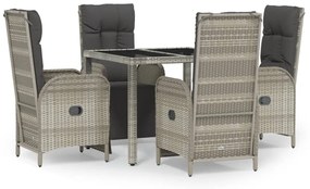 3185030 vidaXL Set mobilier de grădină cu perne, 5 piese, gri, poliratan