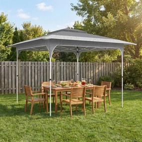 Outsunny Pavilion Pliabil 3.5x3.5 m Pop Up, Montare Ușoară cu Buton Central, Pavilion de Grădină Reglabil pe Înălțime cu Acoperiș Dublu, Geantă de Transport, UV50+, pentru Exterior, Gri Închis | Aosom Romania