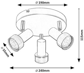 Spot de tavan KONRAD 3xGU10/50W/230V Rabalux 73013