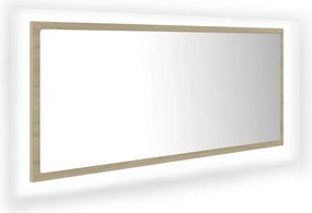 vidaXL Oglindă de baie cu LED, stejar sonoma, 100x8,5x37 cm, acril