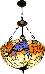 Brilagi - Lustră Tiffany din vitralii JUNGLE, cu lanț, 3xE27/60W/230V, Ø 50 cm