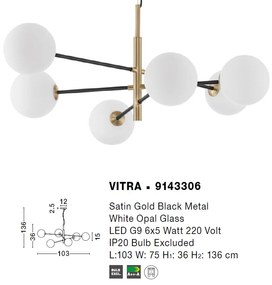 Lustra moderna cu 6 surse de lumina Vitra