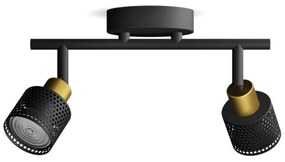 Spot Philips NIALL 2xGU10/5W/230V negru/alamă