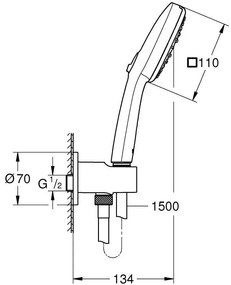 Grohe Tempesta Cube 110 Set dus cu suport si cot iesire, 3 jeturi