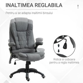 Scaun birou cu masaj, Sase Zone de Masaj Gri, pivotant 360°,Sarcina120 kg,Vinsetto | Aosom Romania