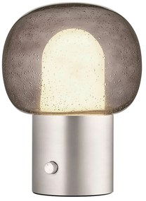 Veioză argintie LED din aluminiu cu abajur din sticlă (înălțime 32 cm) Iris – Blomus