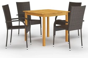 vidaXL Set mobilier de grădină, 5 piese, maro