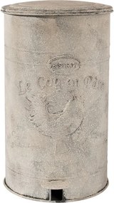 Coș de gunoi cu pedală, alb, din metal, model găină, 12 L