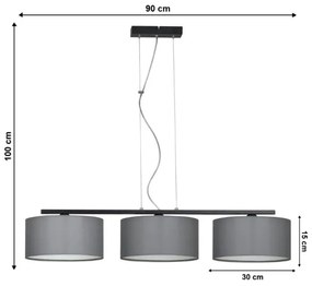 Lustră pe cablu ASTRA 3xE27/60W/230V gri