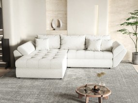 Colțar extensibil dumonde cu ladă de depozitare si sezut confortabil din spuma high-density, Loana Euphoria Ivory 270x185 cm