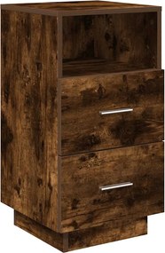 vidaXL Noptiera cu 2 sertare stejar afumat 36x36x68 cm