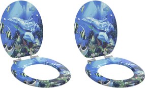 vidaXL Capac de toaletă cu închidere lentă 2 pcs albastru 44 x 38 cm