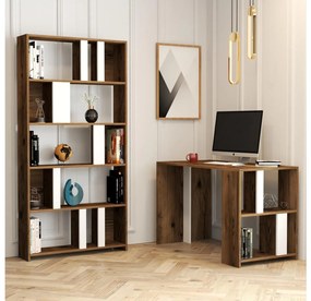 Masă PC cu raft Limba (Alb + Nuc). 1088395
