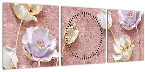 Tablou cu flori (cu ceas) (90x30 cm)