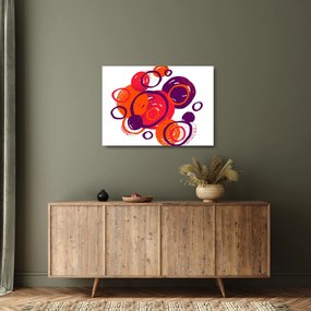 Tablou pe sticlă - Motiv cercuri în culori calde (70x50 cm)