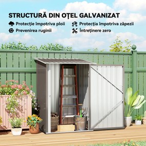 Outsunny Căsuță de Depozitare Unelte cu Acoperiș Înclinat și Încuietoare, Șopron pentru Unelte, 100x103x160 cm, Maro | Aosom Romania