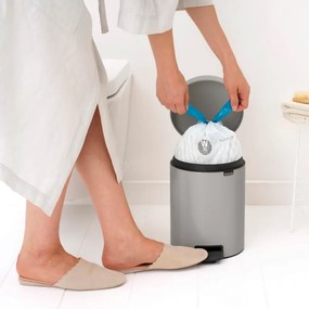 Cos de gunoi cu pedală Brabantia NewIcon 1010434, 5 L, Inchidere usoara, Baza antiderapanta, Gri deschis