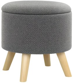 HOMCOM Pouf rotund picior de odihnă taburet cu depozitare picioare din lemn design modern gri | Aosom Romania